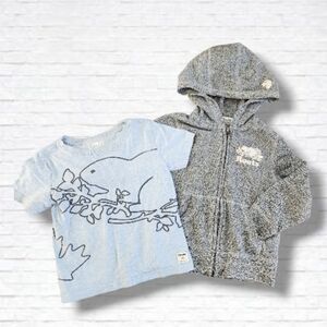 Roots Kids 3T Unisex Grey Hoodie & Blue Tee Shirt 2-Piece Set